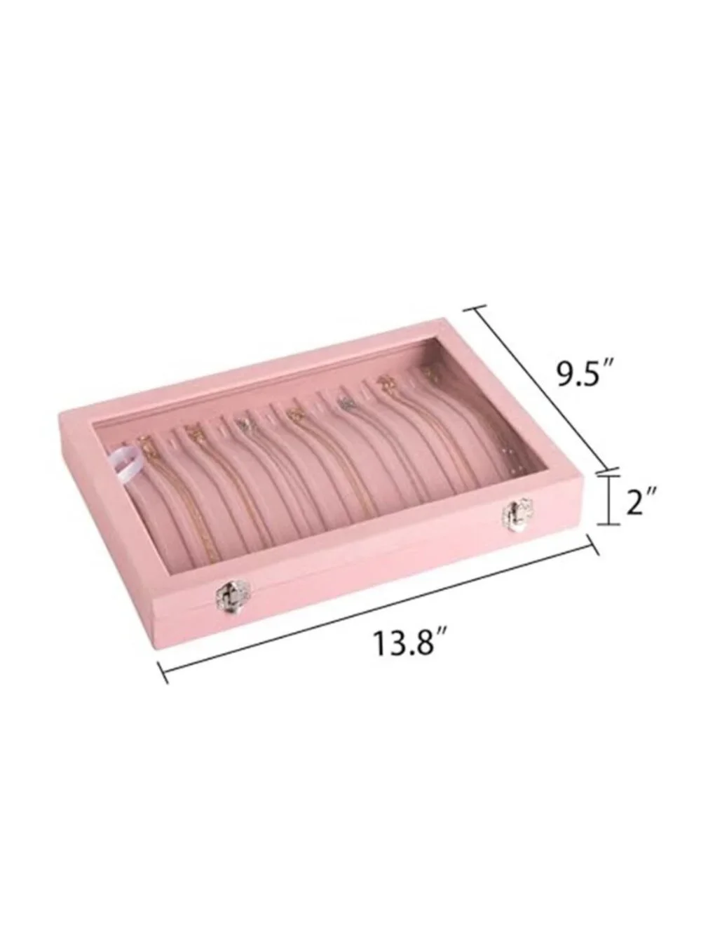 15 Hooks Necklace Organizer,Velvet Necklace Holder Tray with Lid | Jewelry Case